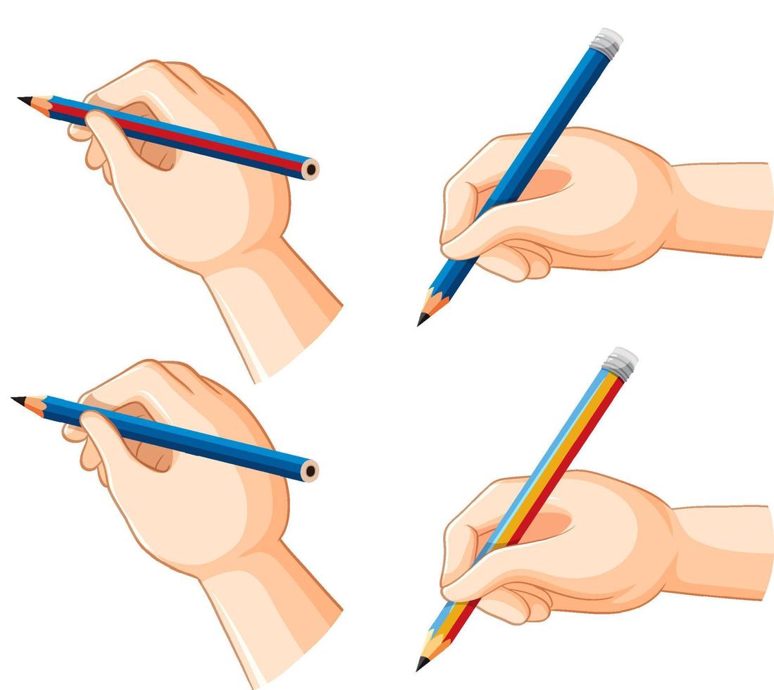 conjunto de manos humanas con lápiz vector