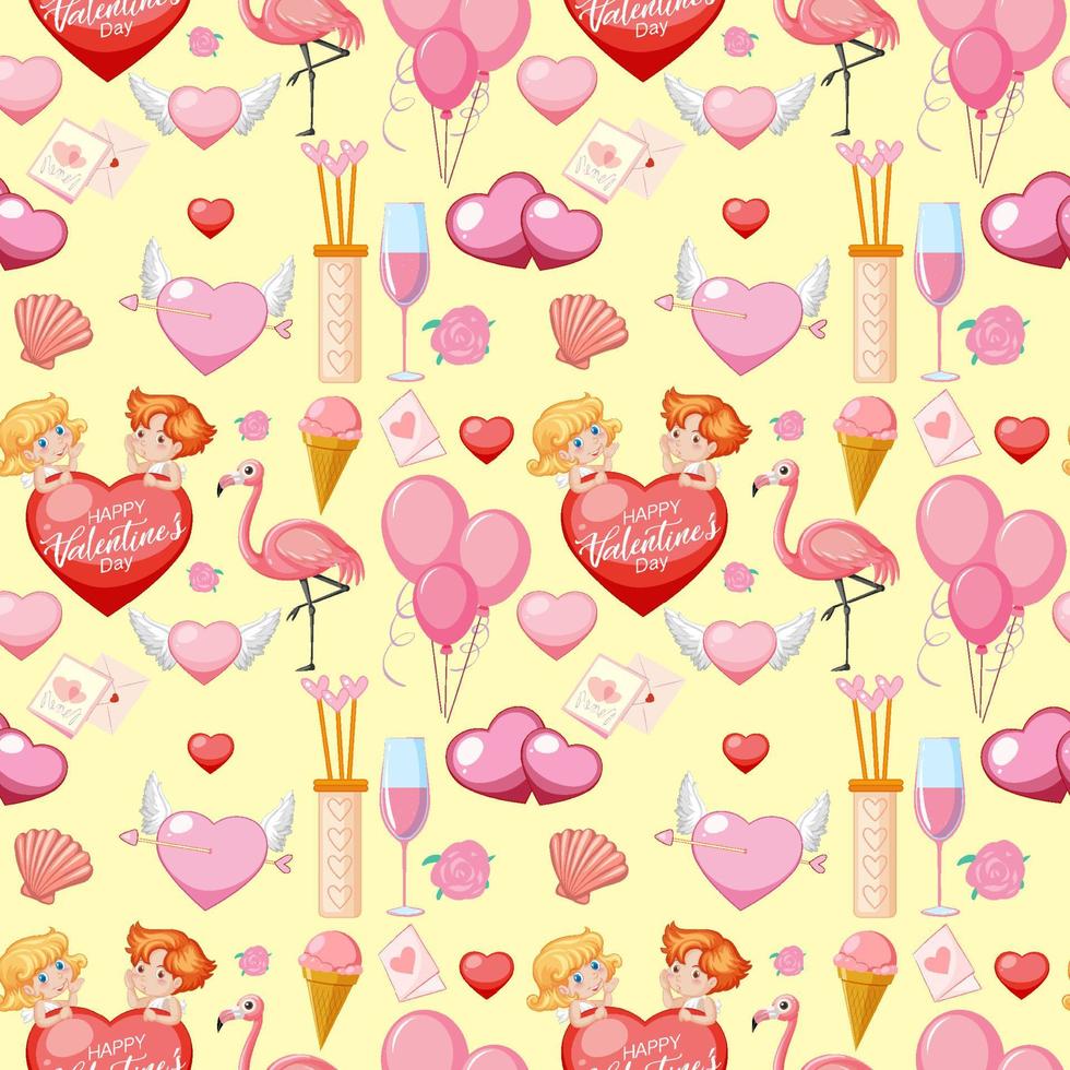 Little cupid and heart seamless pattern vector