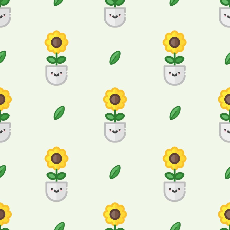 cute seamless pattern sun flower on pot vector