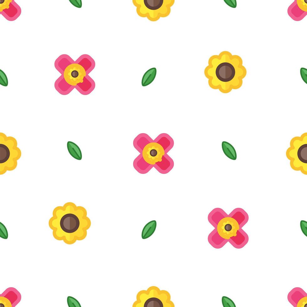 cute seamless pattern flowers wirh leaves vector