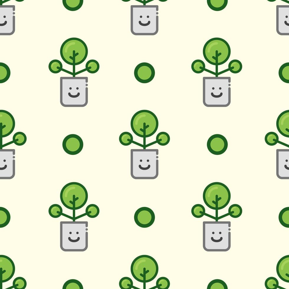 cute seamless pattern flower on pot vector