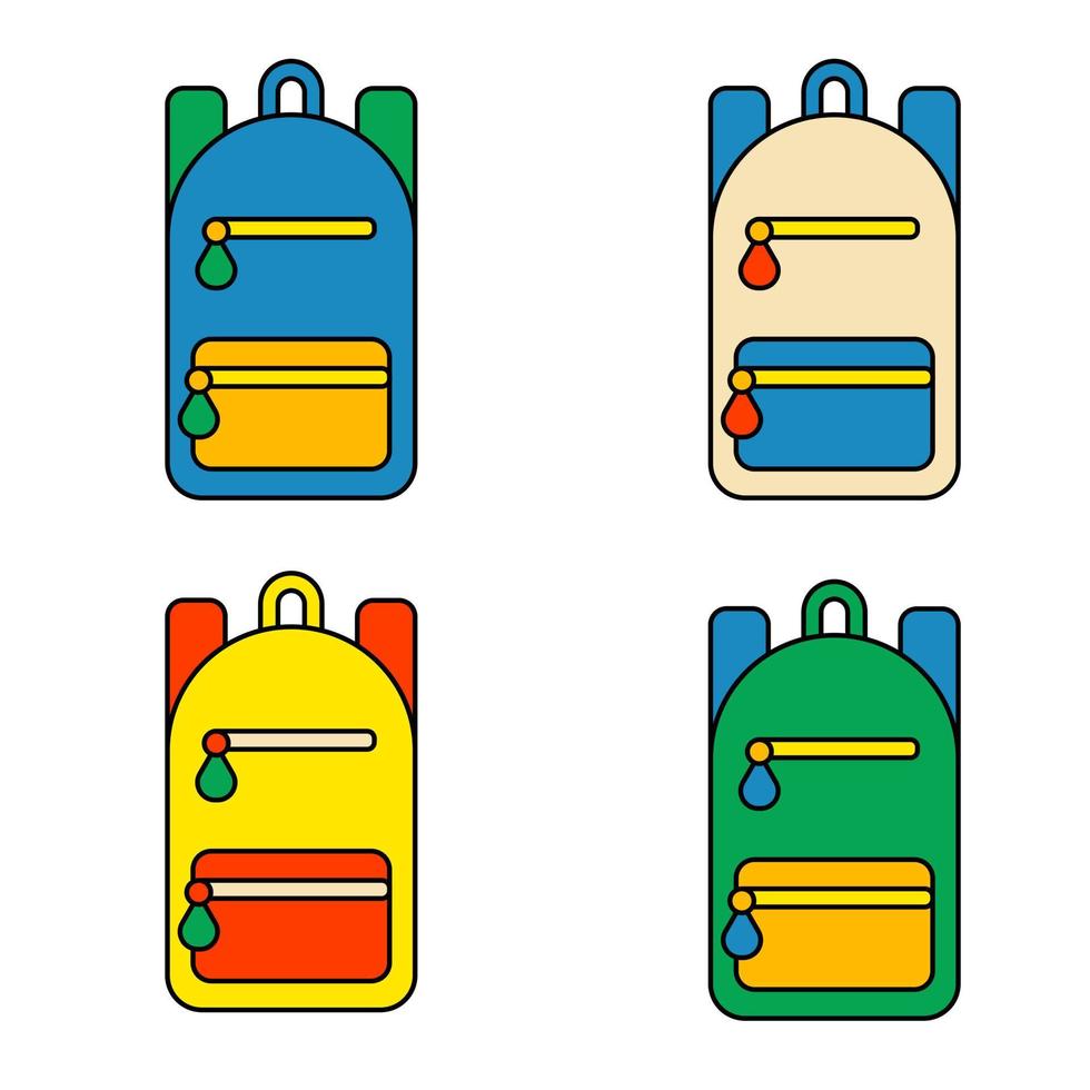 Set of Backpacks Isolated Elements on White Background vector