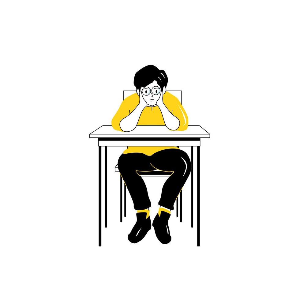 Flat design style vector illustration of daily life at school