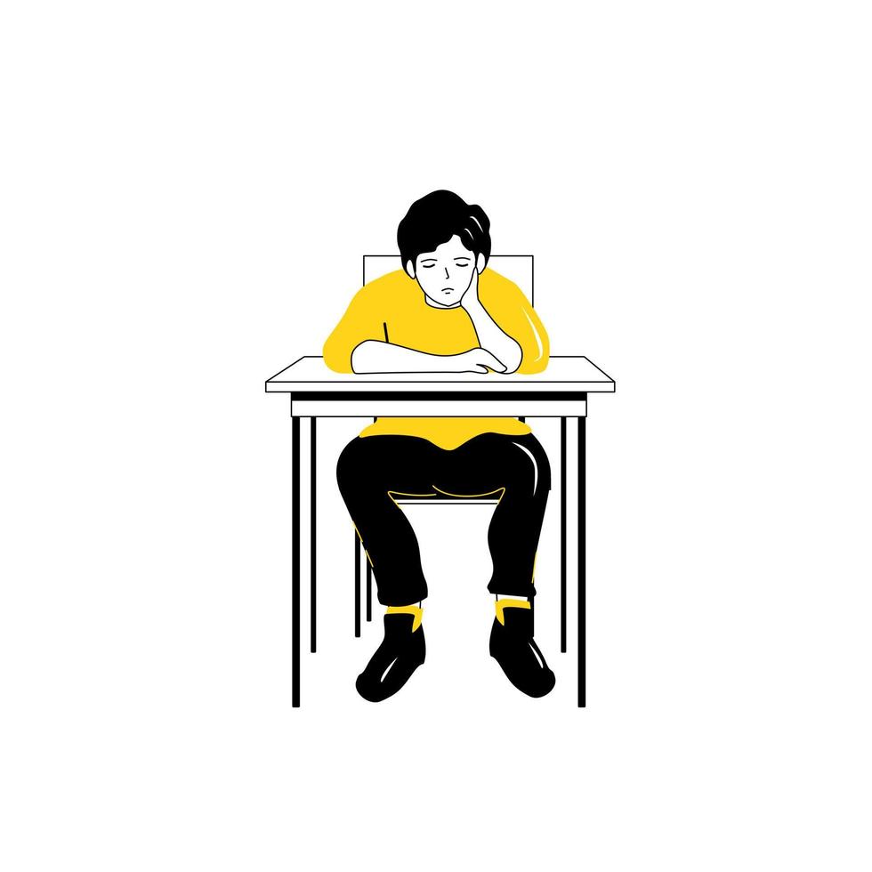 Flat design style vector illustration of daily life at school