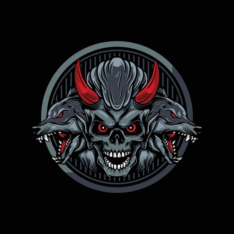 Wolf devil vector character logo.