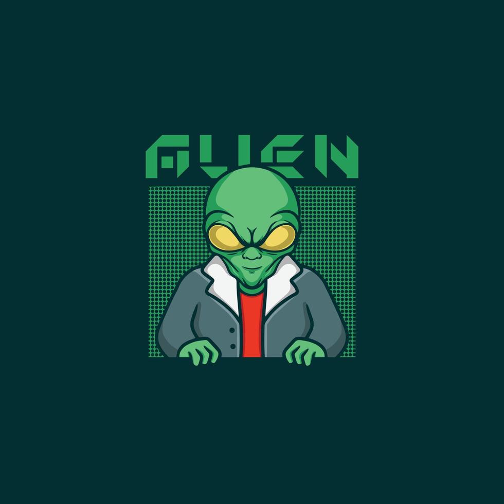 Alien character logo. alien illustration. vector