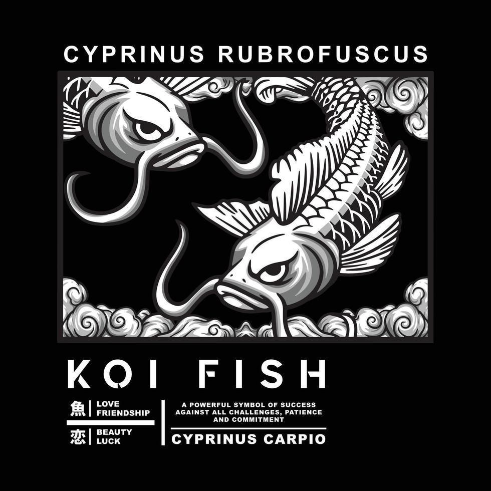 Koi fish Illustration. Vector graphics for t-shirt prints and other uses.