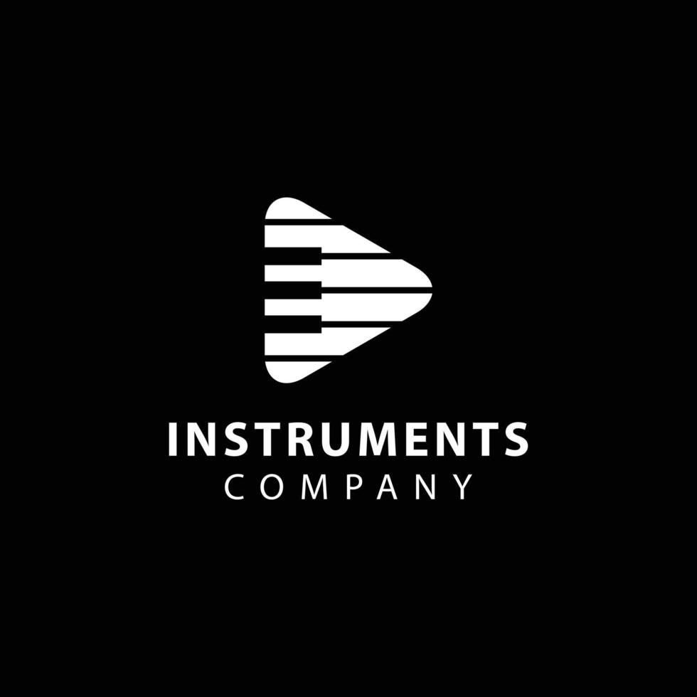 Instruments logo vector, piano with play original logo template. vector