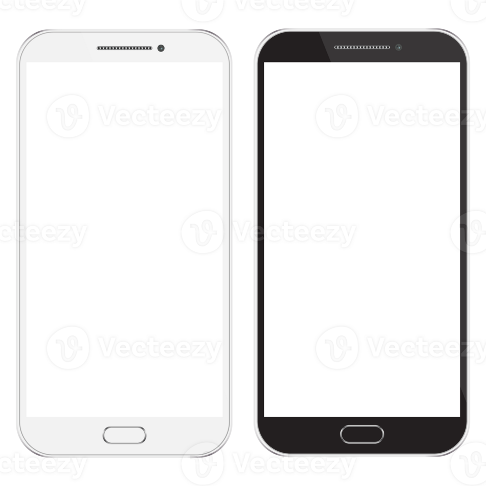 New realistic black mobile smart phone modern style isolated on white background. png