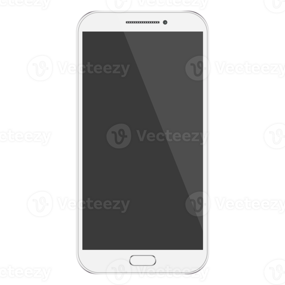 nuovo stile moderno nero realistico del telefono astuto mobile isolato su priorità bassa bianca. png