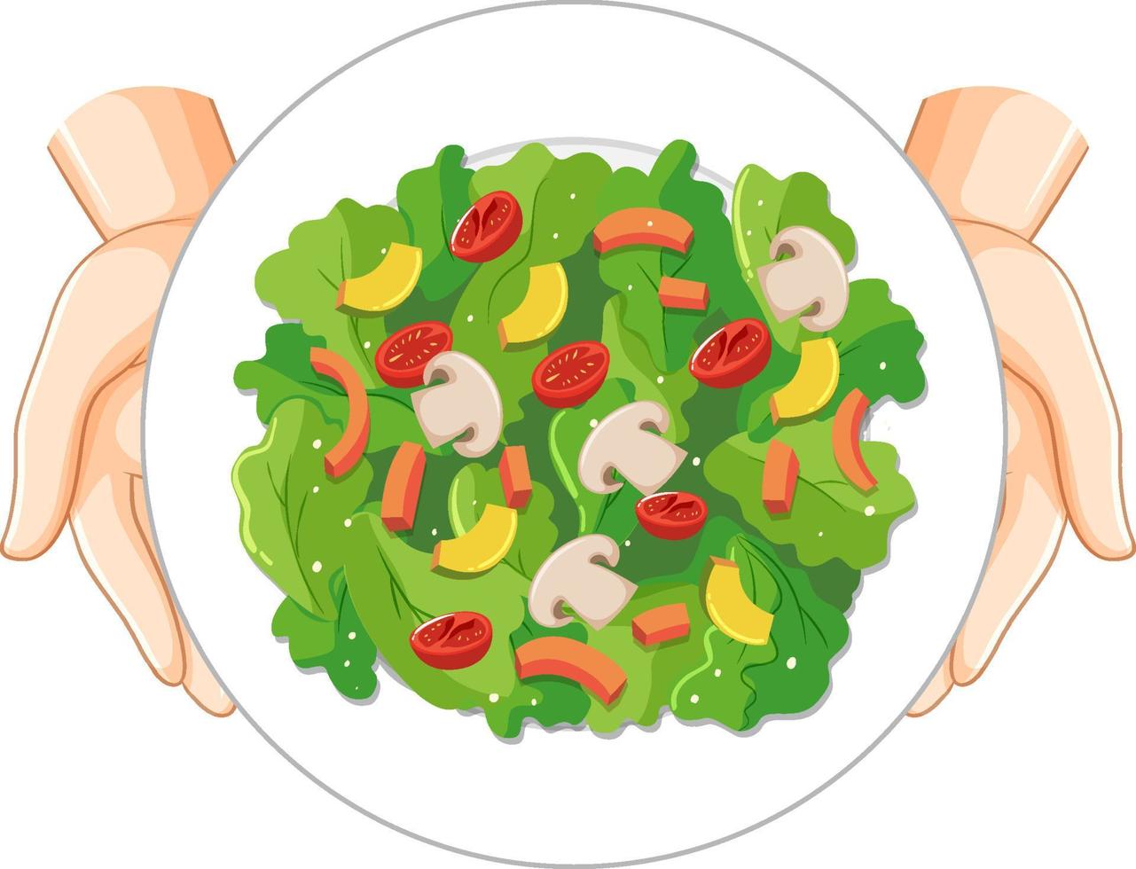 mano sujetando ensaladera vector