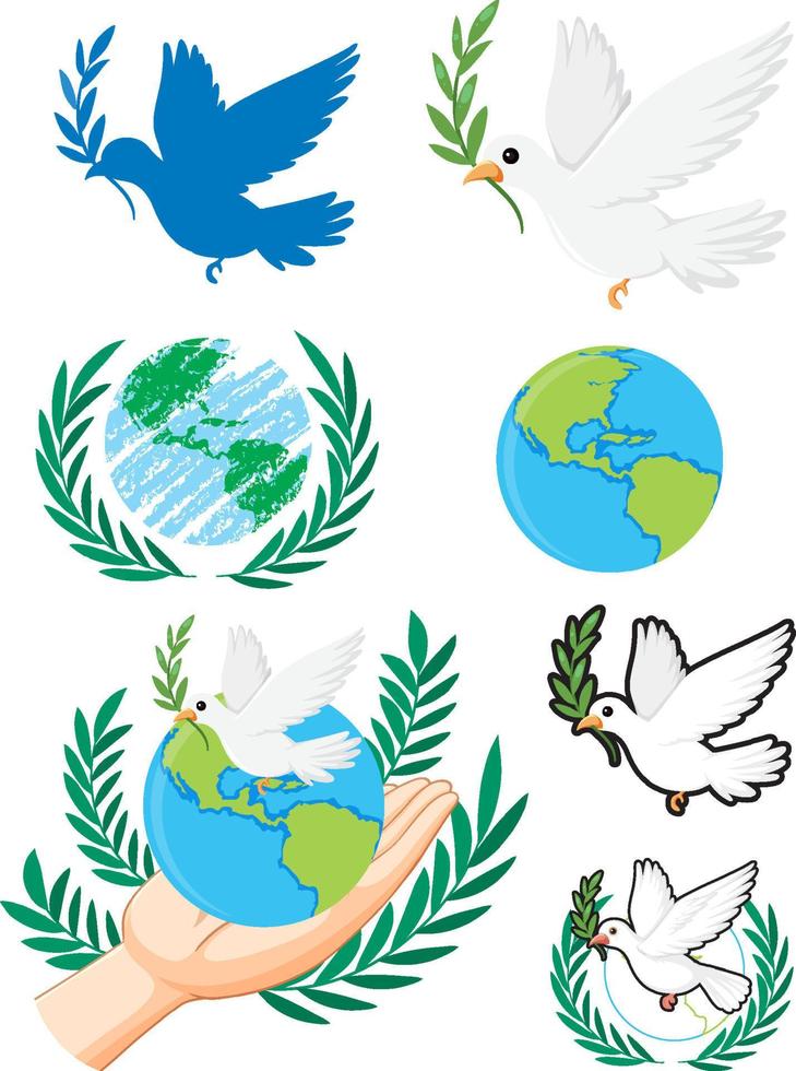 Set of peace symbols isolated vector