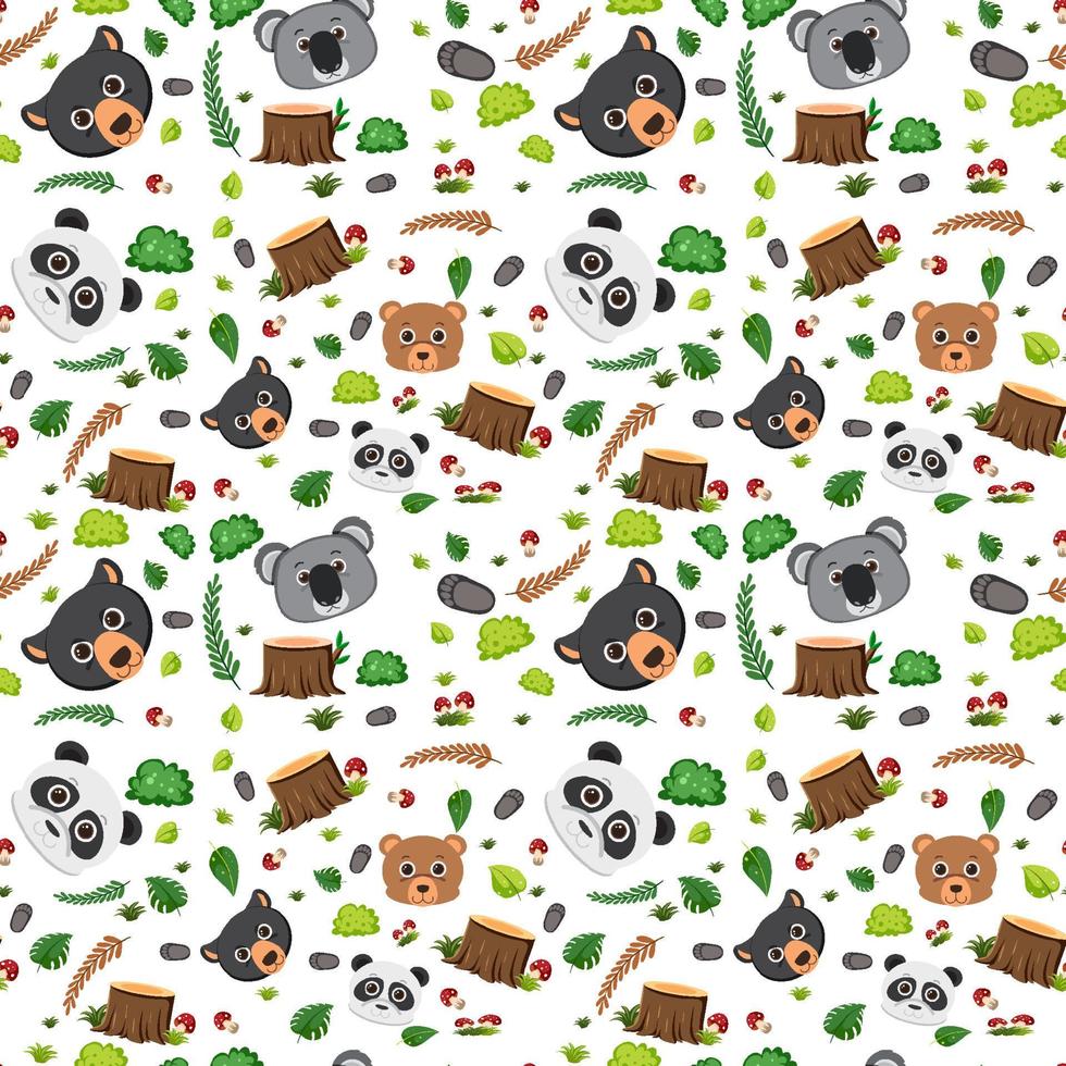 Cute animal seamless pattern vector