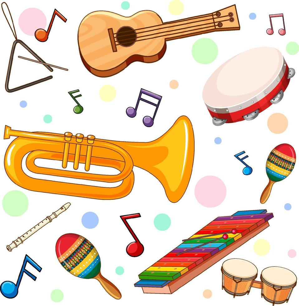 Different music instruments seamless pattern vector