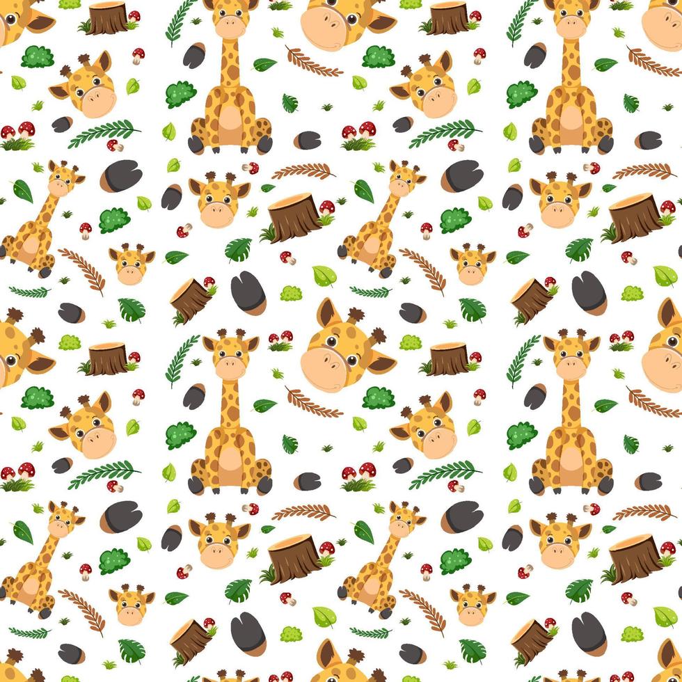 Giraffe cute animal seamless pattern vector