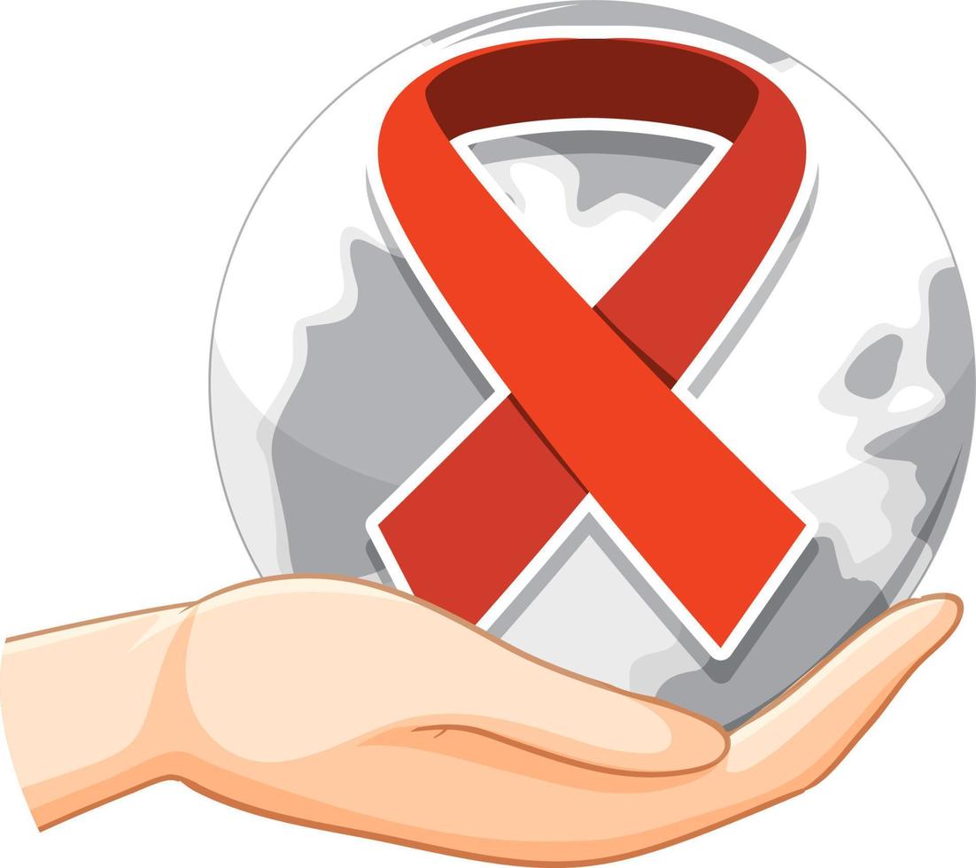 Red ribbon AIDS HIV symbol vector