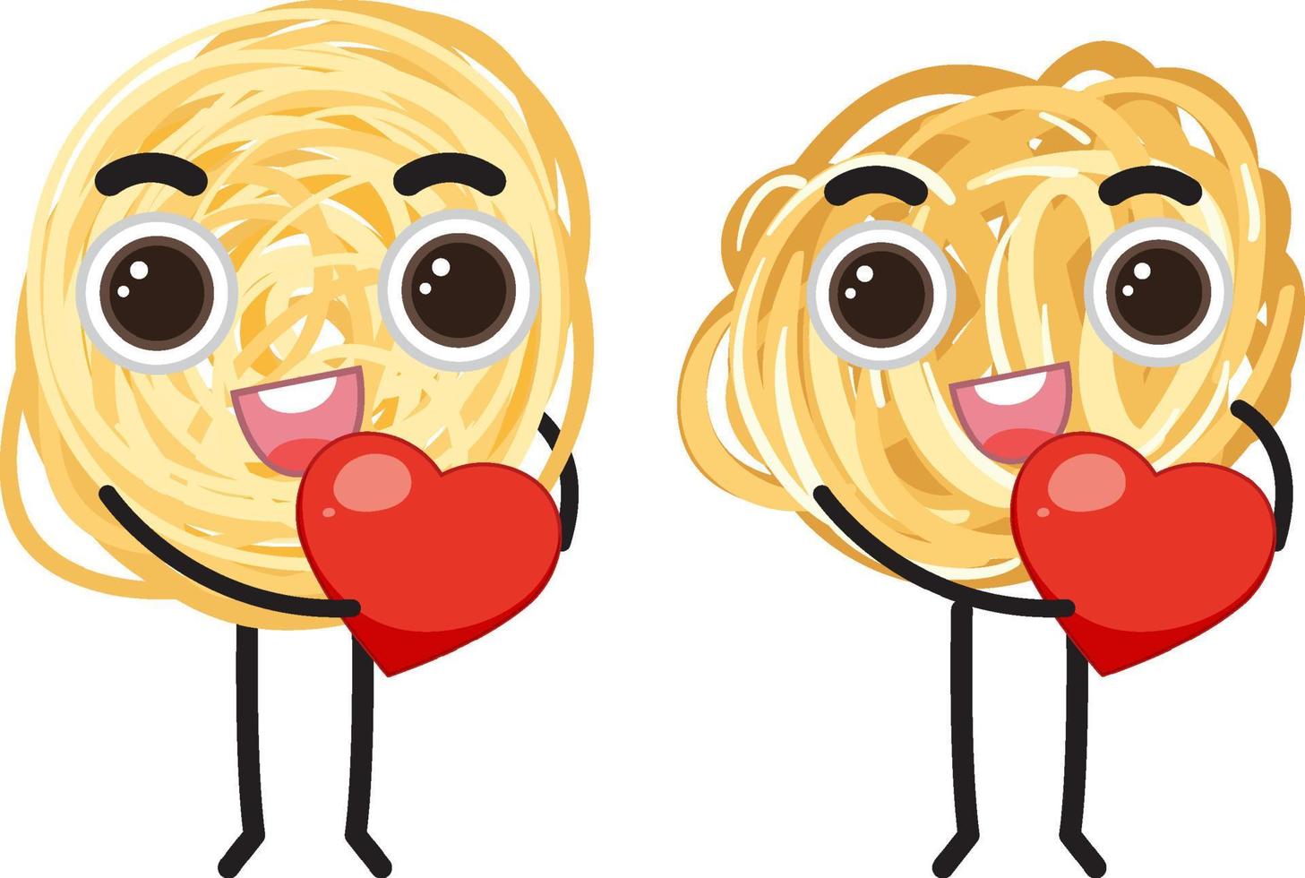 Spaghetti pasta with happy face expression vector