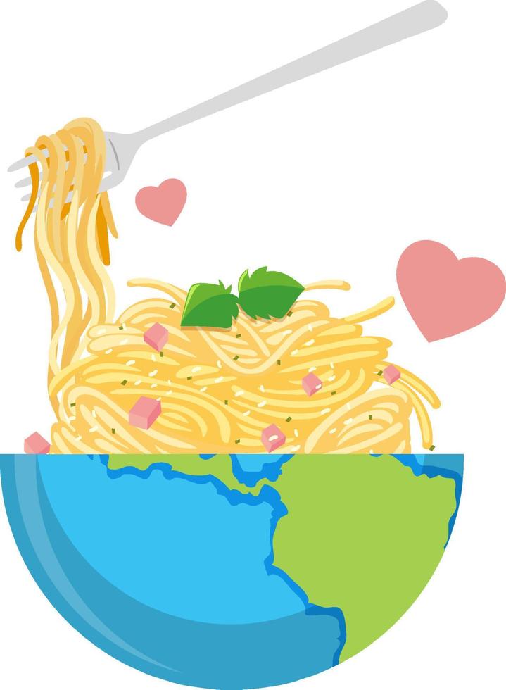 Spaghetti pasta in earth bowl vector