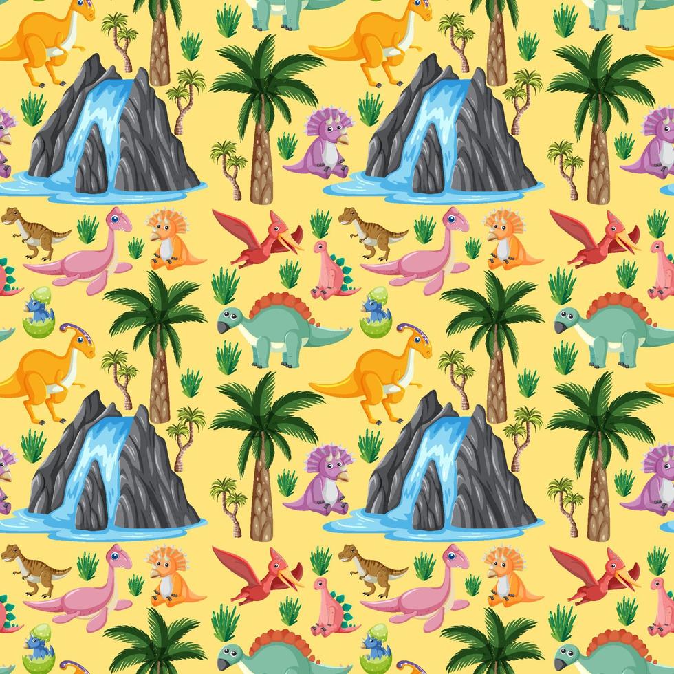 Cute dinosaur seamless pattern vector