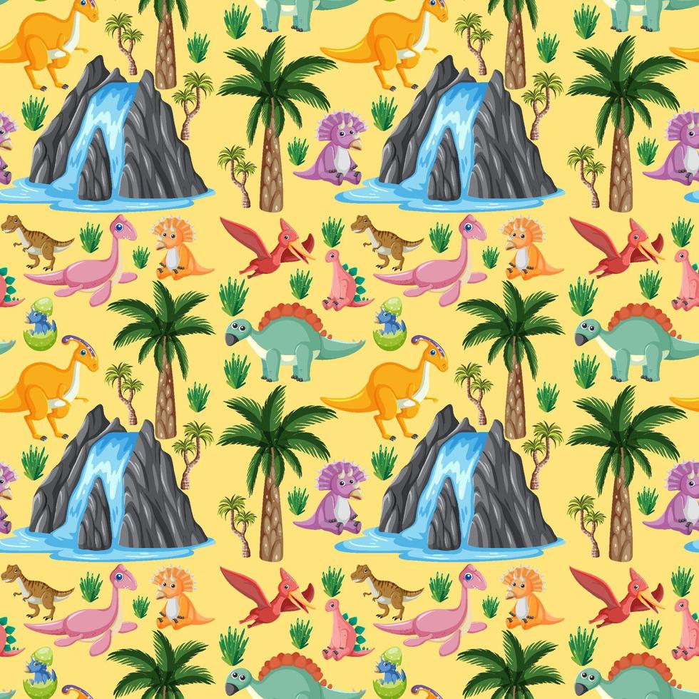 Cute dinosaur seamless pattern vector