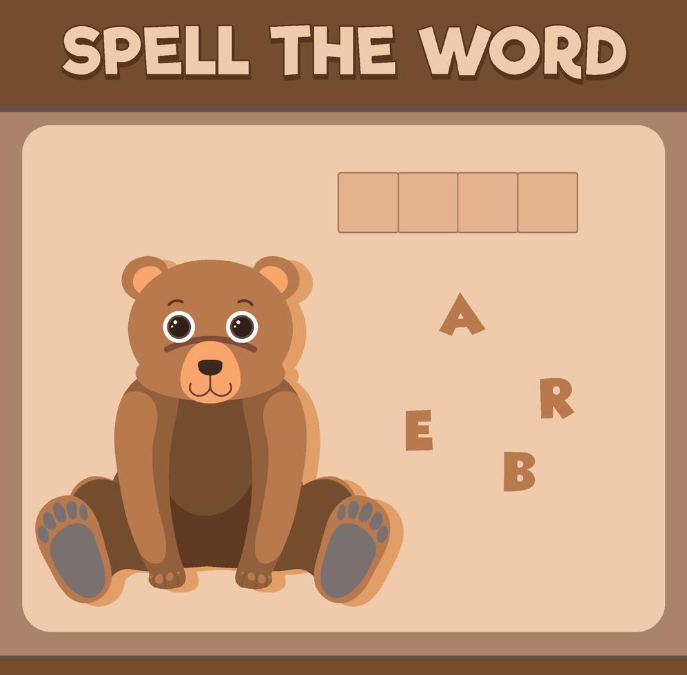 deletrear juego de palabras con palabra oso vector