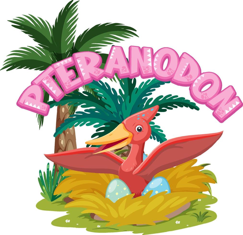 Little cute pteranodon dinosaur cartoon character vector