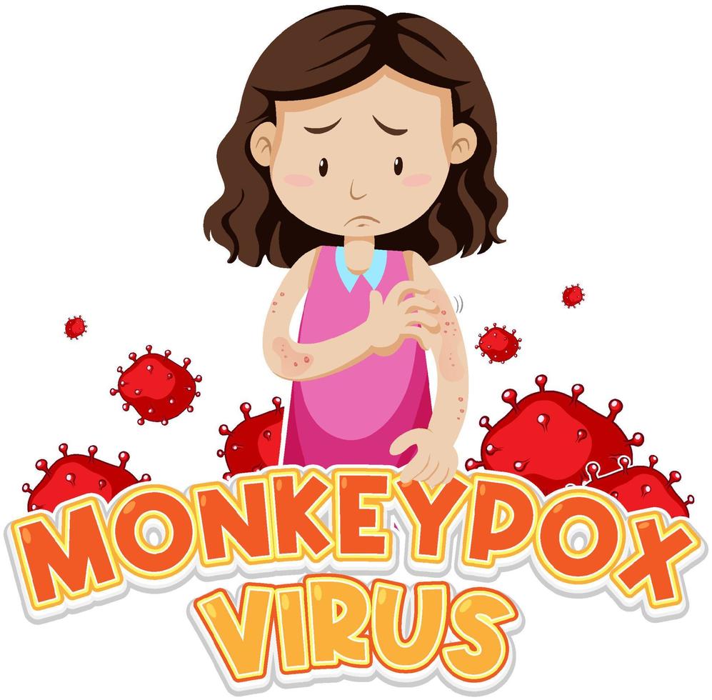 A girl with monkeypox virus symptoms vector