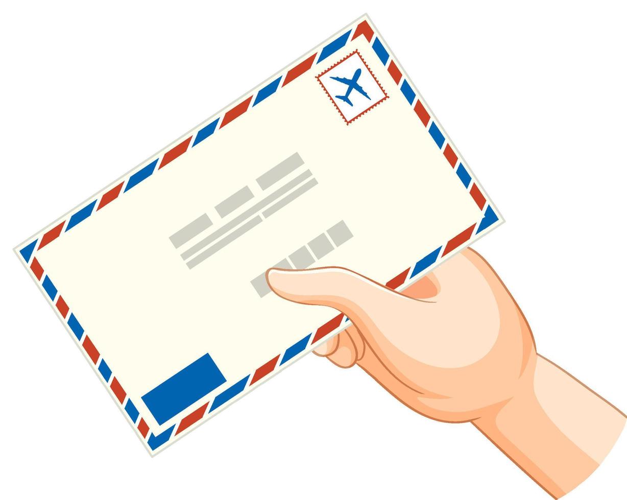 Human hand holding envelope vector