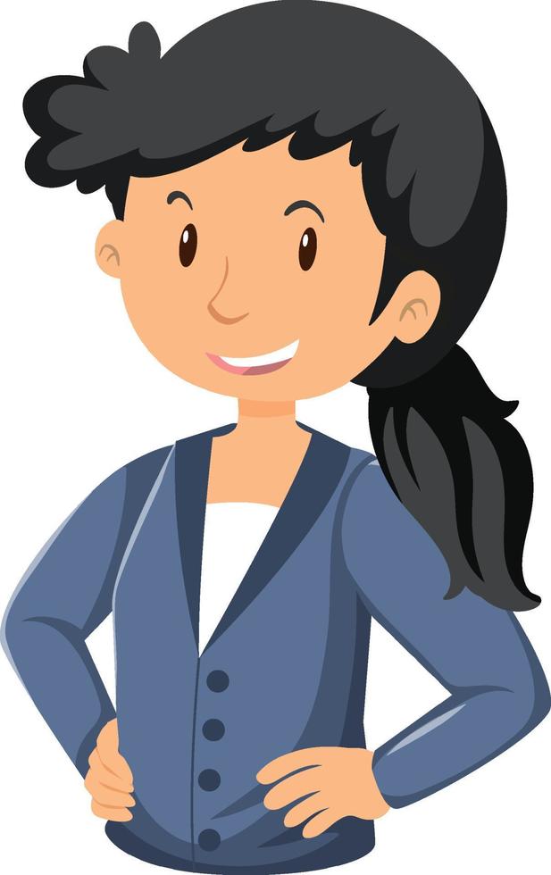 A black hair woman cartoon character vector