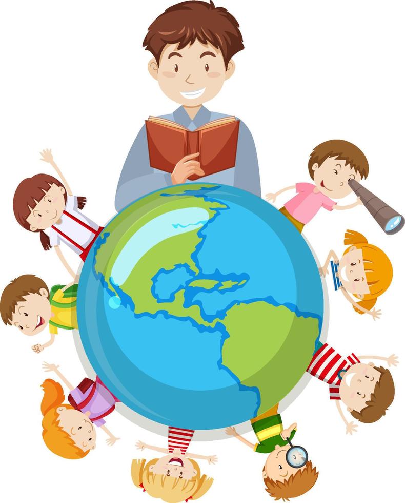 Earth planet around with people vector