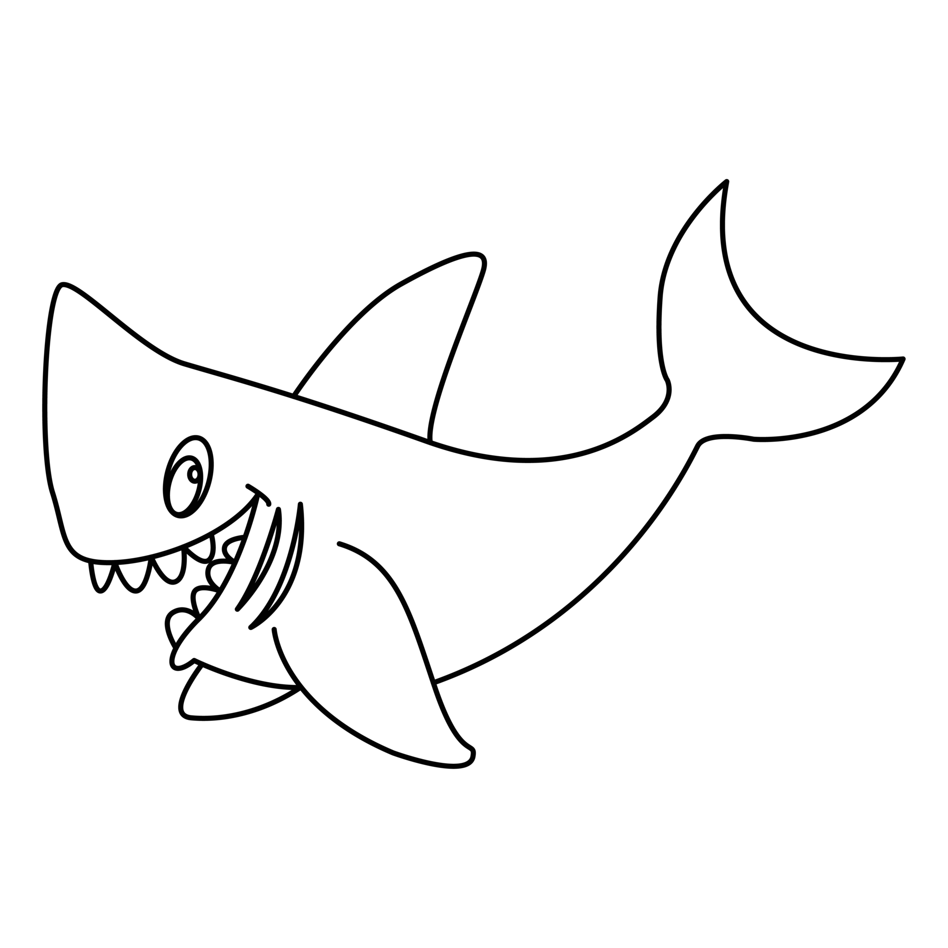 Shark outline vector cartoon design on transparent background 9377786 PNG