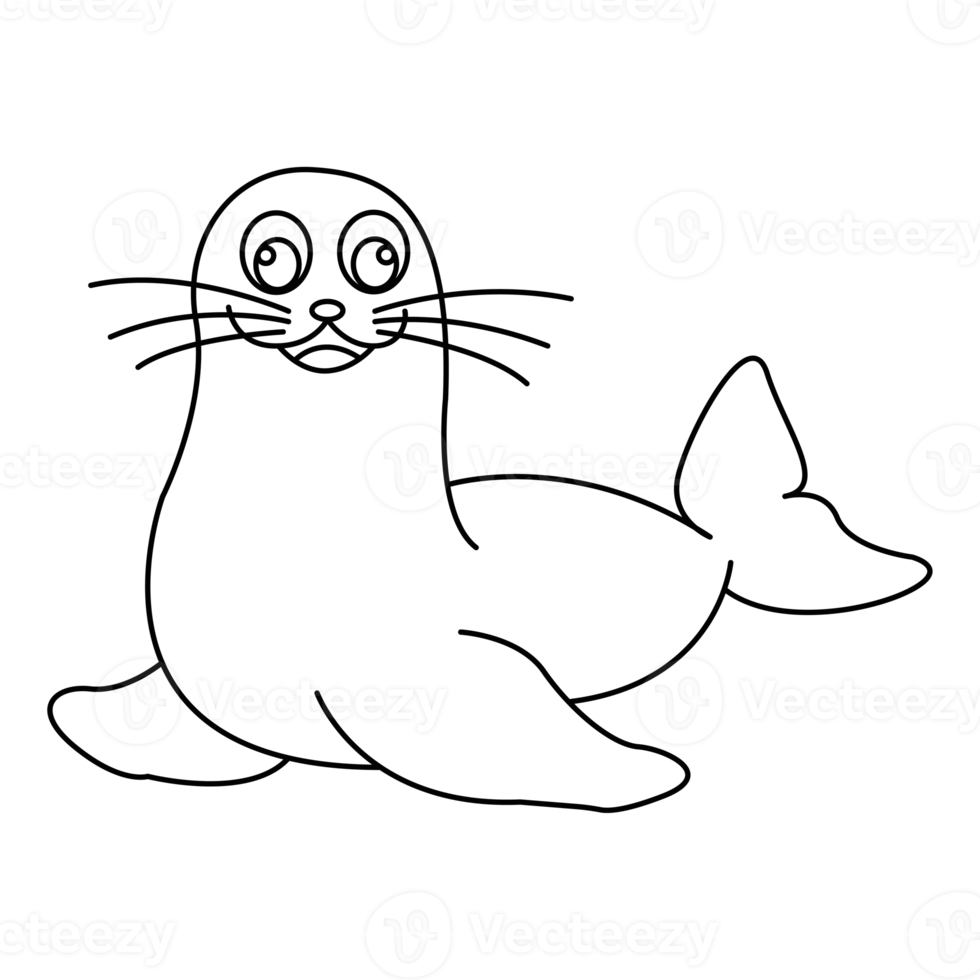 Seal outline vector cartoon design on transparent background png