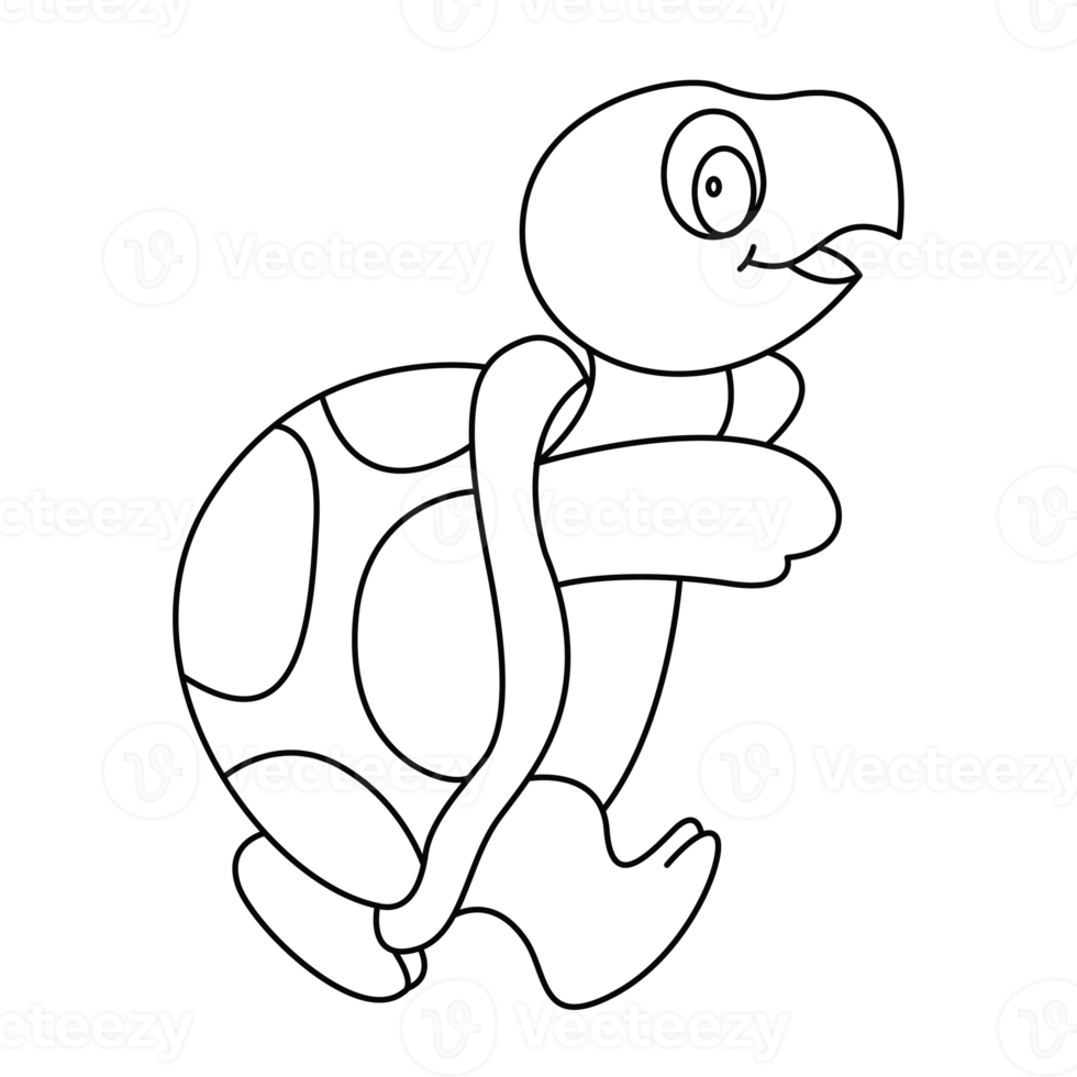 Turtle outline vector cartoon design on transparent background png