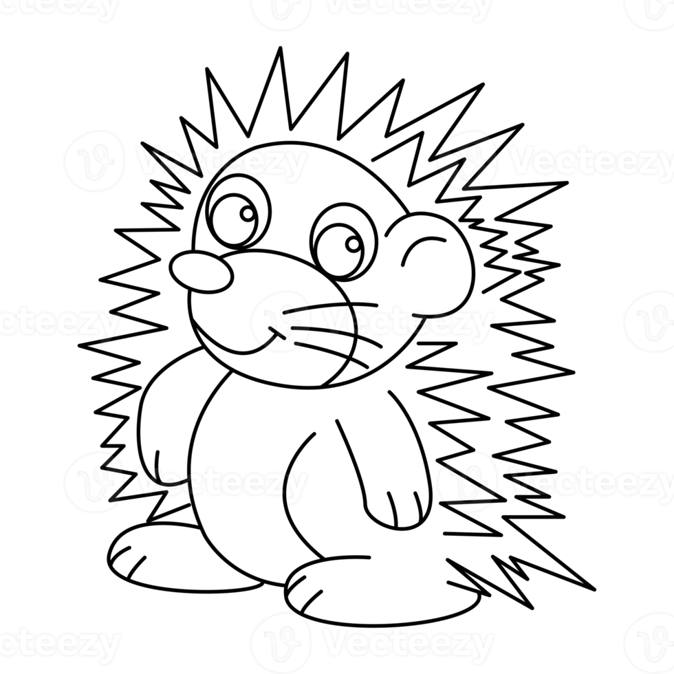 Porcupine outline vector cartoon design on transparent background png
