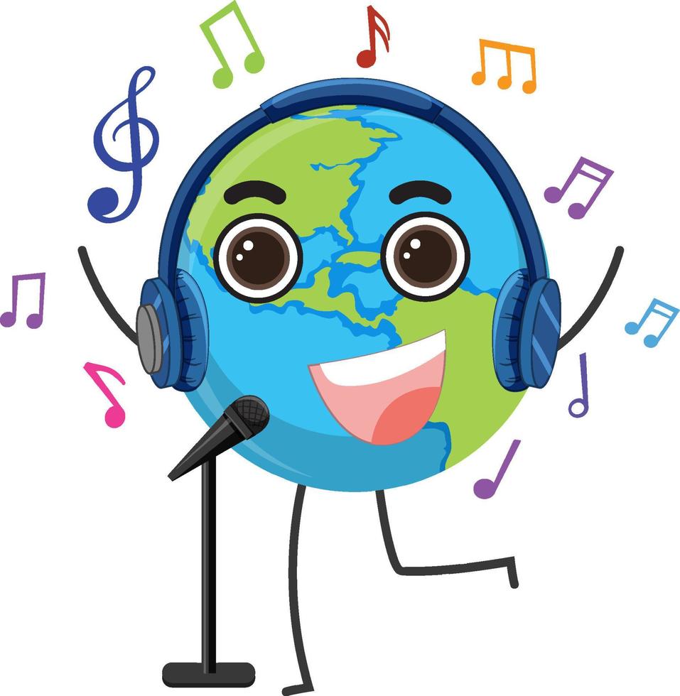 Cute world planet cartoon character vector