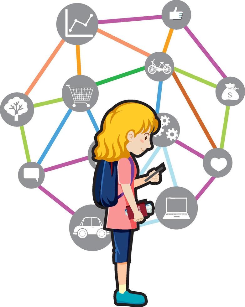 A woman and network icon vector