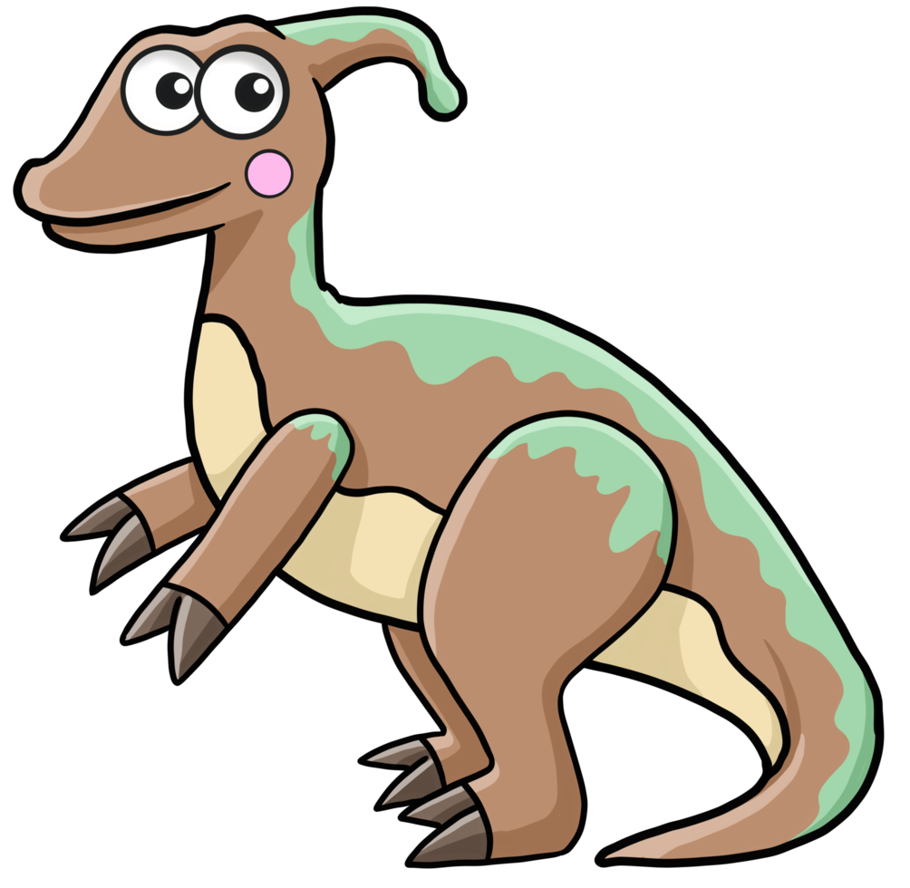 schattig stripfiguur dinosaurus png