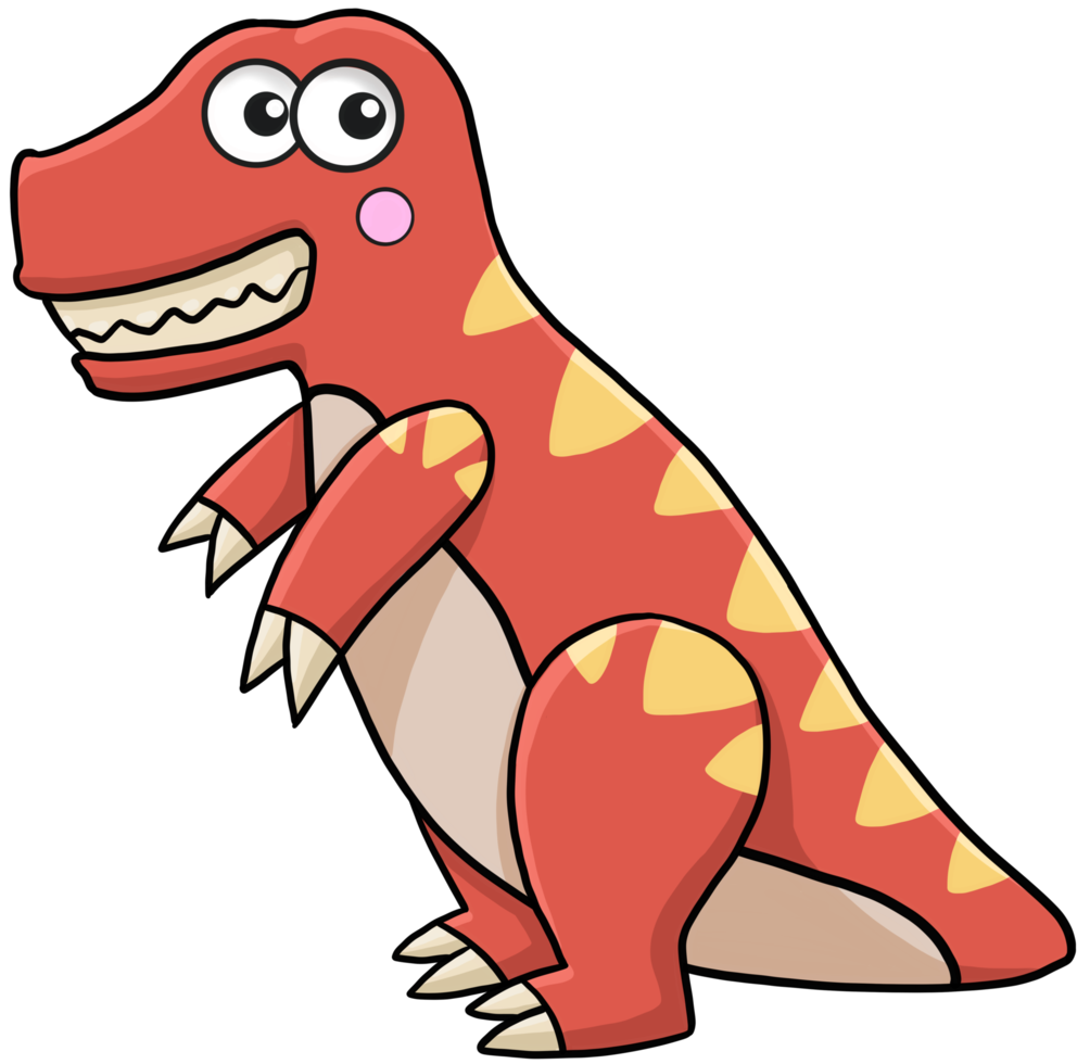 Baixe Dinossauro T-Rex Colorido em Estilo de Desenho Animado PNG