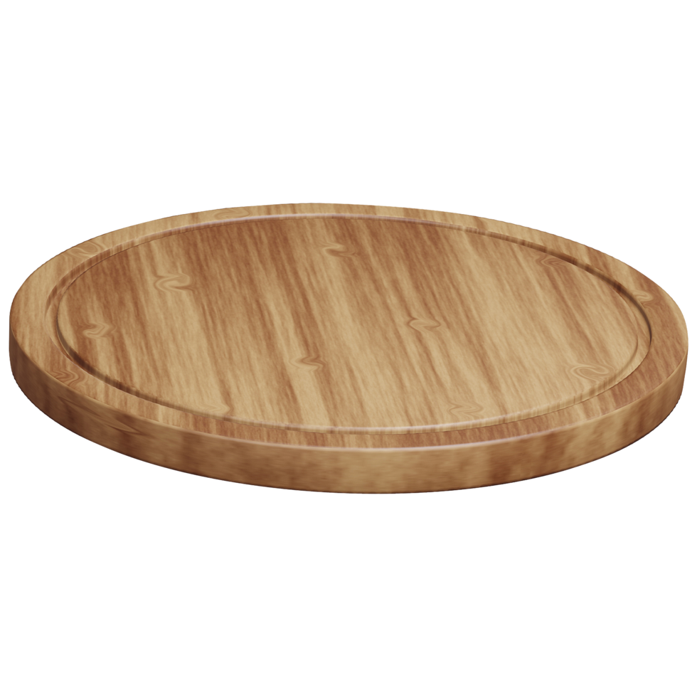 wooden pizza board Wooden tray Wooden cutting board PNG 3d illustration
