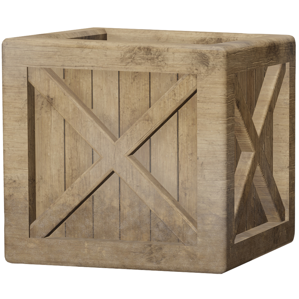 boxed crate wooden PNG 3d illustration