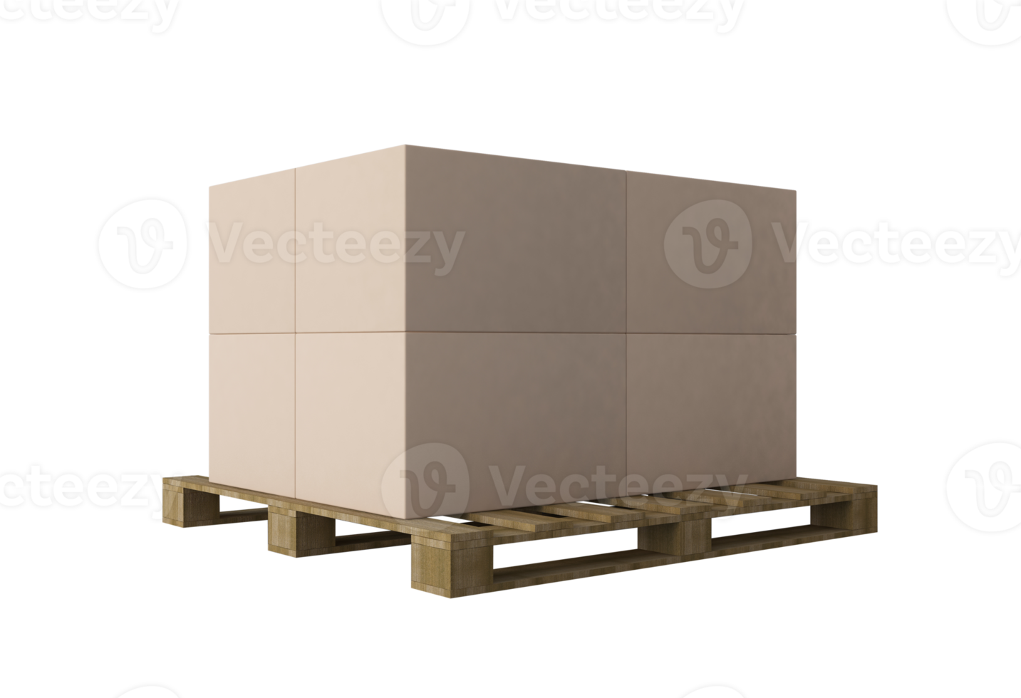 3D-rendering afbeelding van dozen op houten pallet png