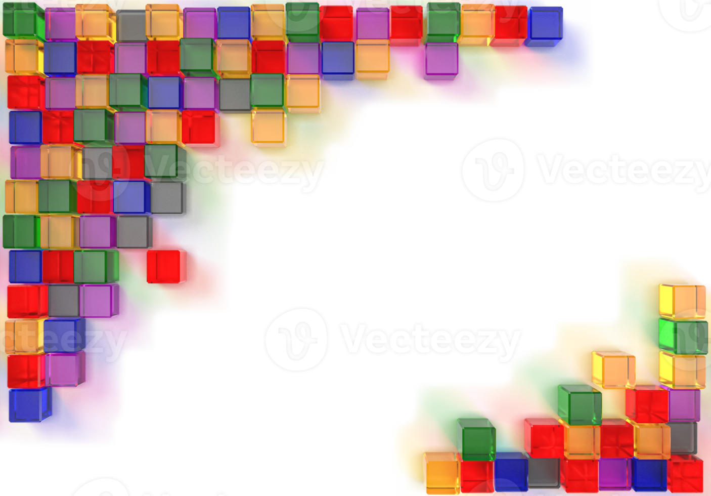 3d rendering image of colorful cubic glass png