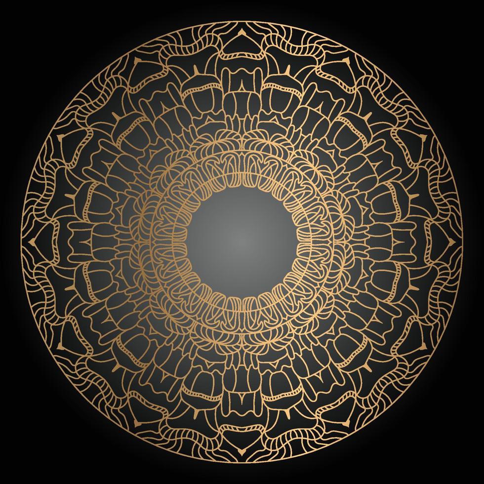 Luxury ornamental mandala design in golden color arabesque pattern background vector