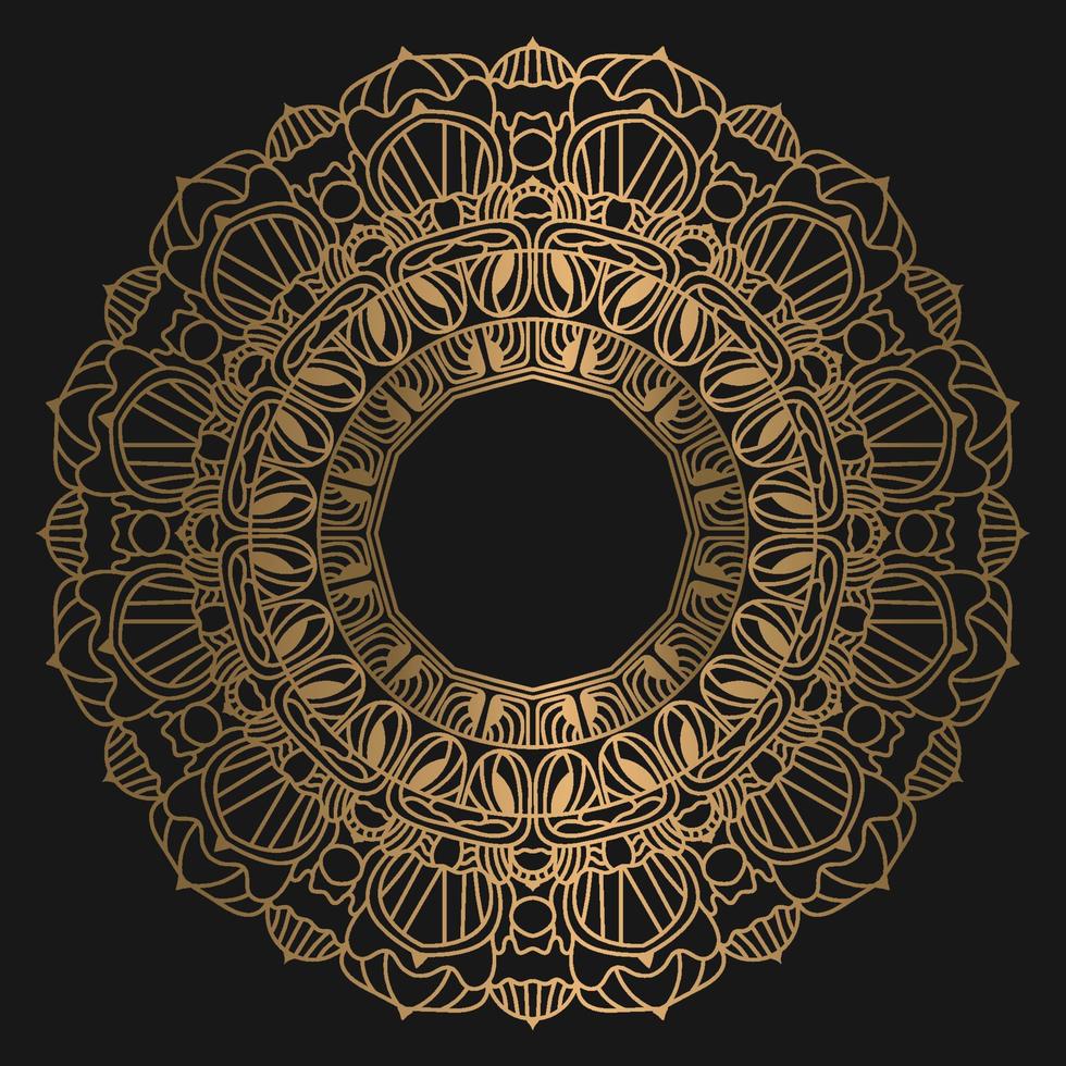 Luxury ornamental mandala design in golden color arabesque pattern background vector