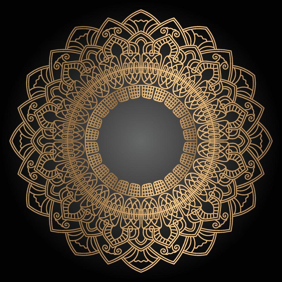 Luxury ornamental mandala design in golden color arabesque pattern background vector