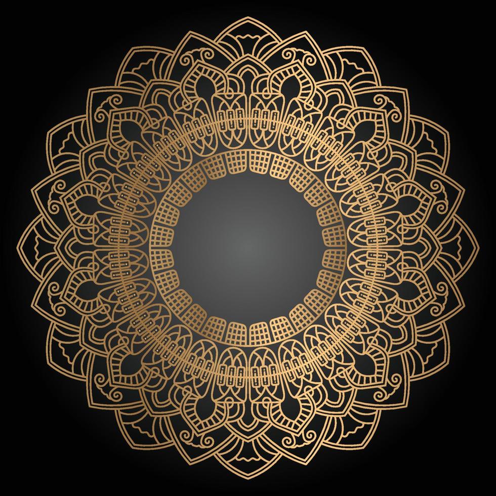 Luxury ornamental mandala design in golden color arabesque pattern background vector