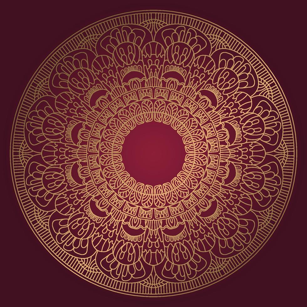 Luxury ornamental mandala design in golden color arabesque pattern background vector