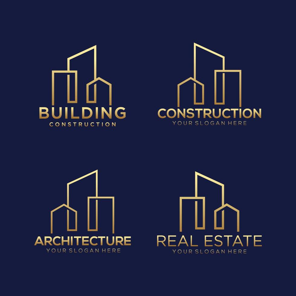 diseño de logotipo de construcción. diseño de logotipo de construcción con estilo de arte lineal. vector