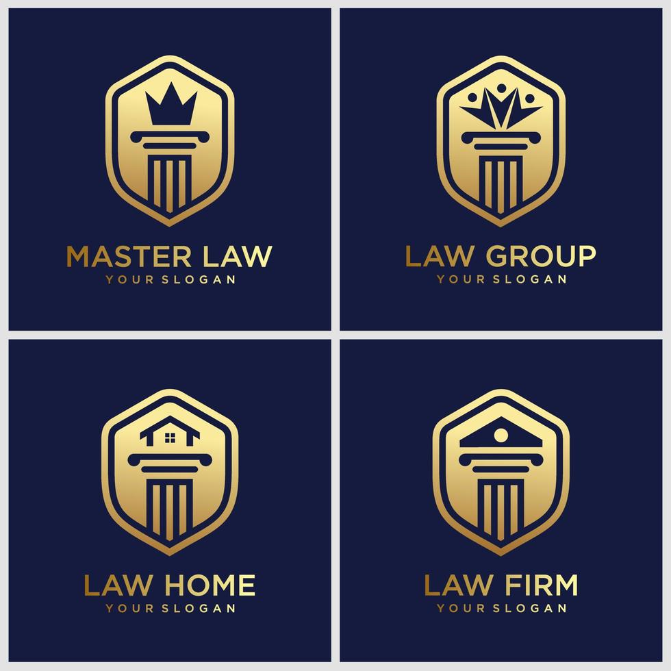 conjunto de leyes de logotipos, bufete de abogados, inspiración de plantilla de diseño de logotipo de casa de leyes vector