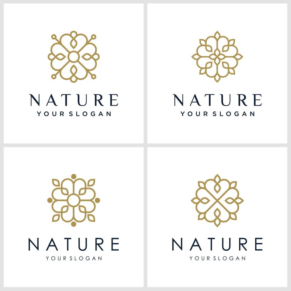 flower logo design with line art style. logos can be used for Spa, Beauty salon, Decoration, Boutique. vector